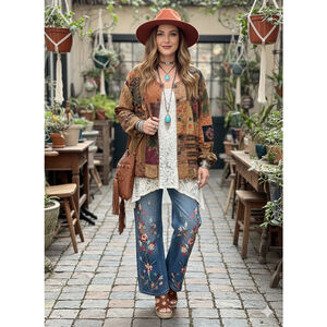 Vintage Raiment Fashions Patchwork Boho Jacket Beaded Embroidered M/L Hippie Art